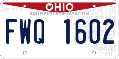OH license plate FWQ1602