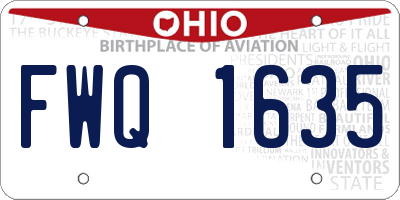 OH license plate FWQ1635