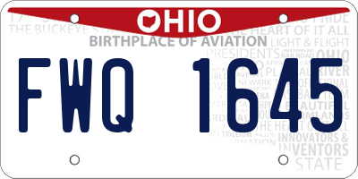 OH license plate FWQ1645