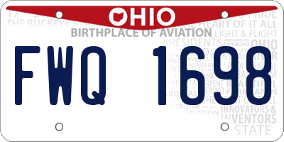 OH license plate FWQ1698