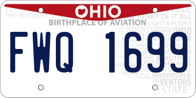 OH license plate FWQ1699