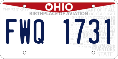 OH license plate FWQ1731