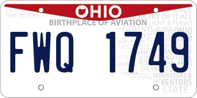 OH license plate FWQ1749