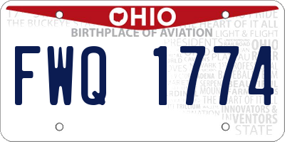 OH license plate FWQ1774