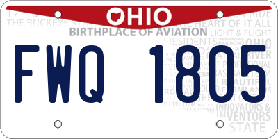 OH license plate FWQ1805
