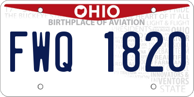 OH license plate FWQ1820