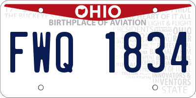 OH license plate FWQ1834