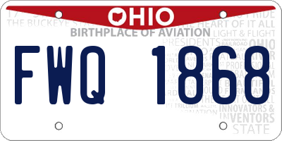 OH license plate FWQ1868