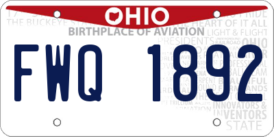 OH license plate FWQ1892