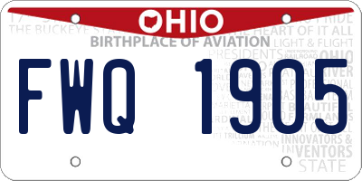 OH license plate FWQ1905