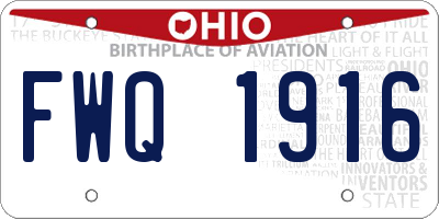 OH license plate FWQ1916