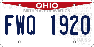 OH license plate FWQ1920