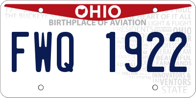 OH license plate FWQ1922