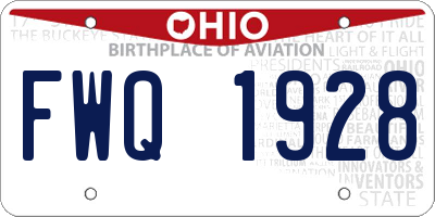 OH license plate FWQ1928