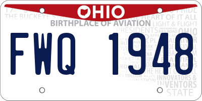 OH license plate FWQ1948