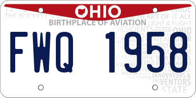 OH license plate FWQ1958