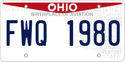 OH license plate FWQ1980