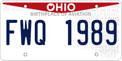 OH license plate FWQ1989