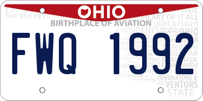 OH license plate FWQ1992