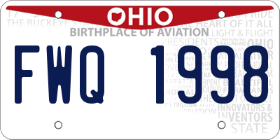 OH license plate FWQ1998