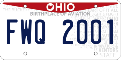 OH license plate FWQ2001