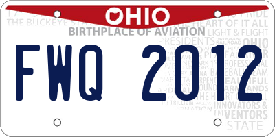 OH license plate FWQ2012