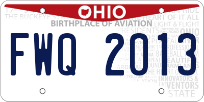 OH license plate FWQ2013