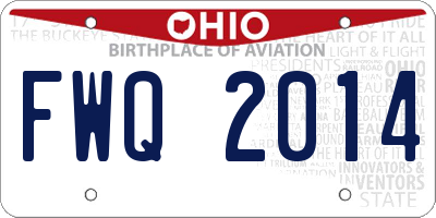OH license plate FWQ2014