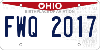 OH license plate FWQ2017