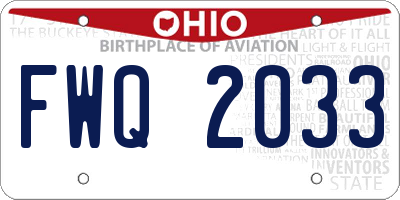 OH license plate FWQ2033