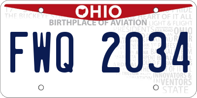 OH license plate FWQ2034