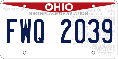 OH license plate FWQ2039