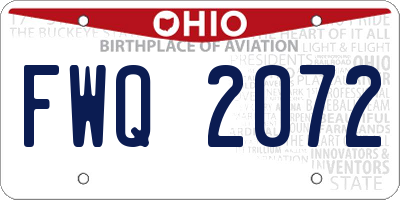 OH license plate FWQ2072