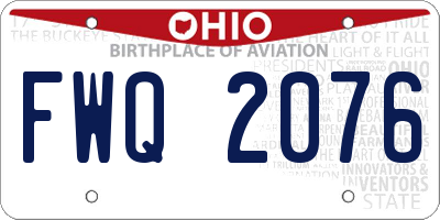 OH license plate FWQ2076