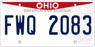 OH license plate FWQ2083