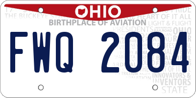 OH license plate FWQ2084
