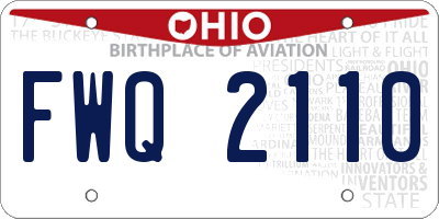 OH license plate FWQ2110