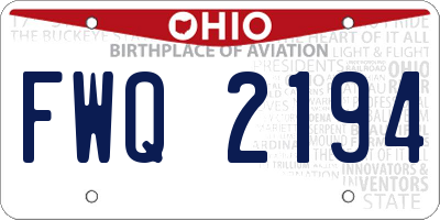 OH license plate FWQ2194