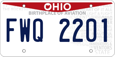 OH license plate FWQ2201