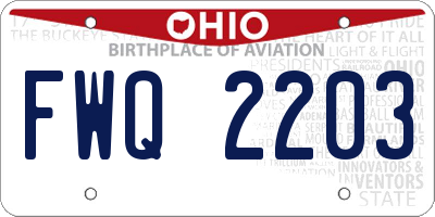 OH license plate FWQ2203