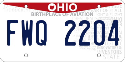 OH license plate FWQ2204