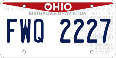 OH license plate FWQ2227