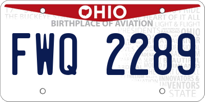 OH license plate FWQ2289