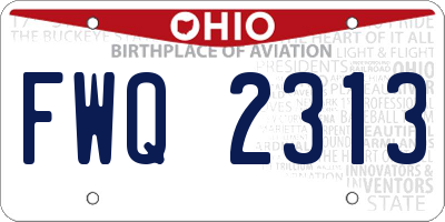 OH license plate FWQ2313