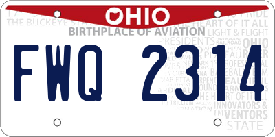 OH license plate FWQ2314