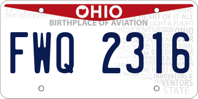 OH license plate FWQ2316