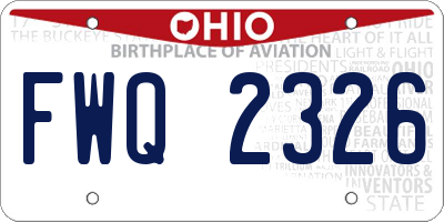 OH license plate FWQ2326