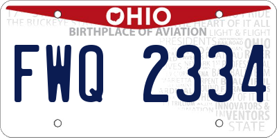 OH license plate FWQ2334