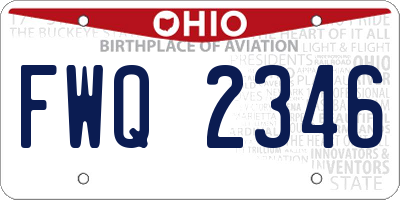 OH license plate FWQ2346