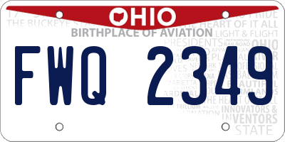 OH license plate FWQ2349
